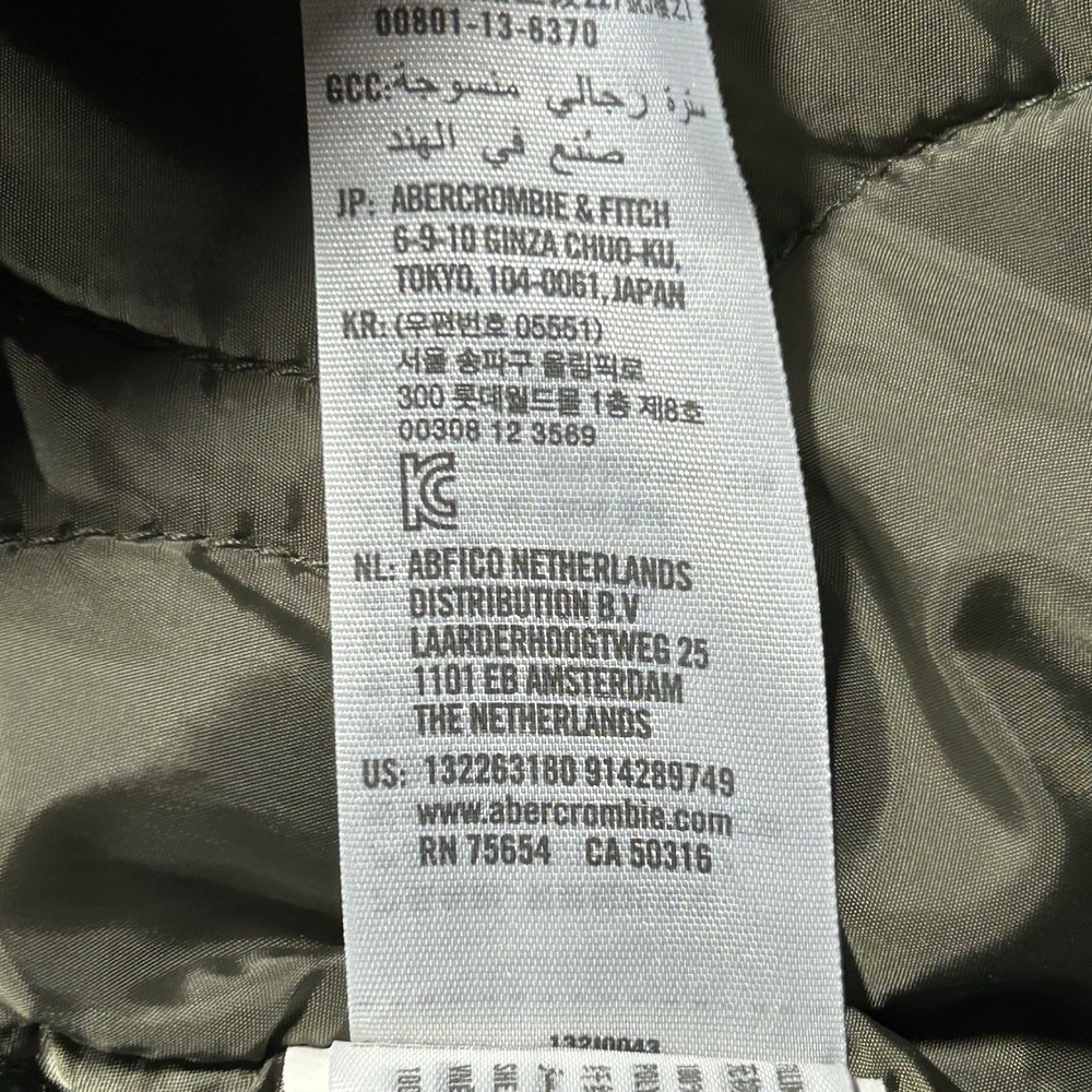 Abercrombie & Fitch Sherpa Lined Military Parka Olive Green Hooded Mens M - Picture 8 of 11